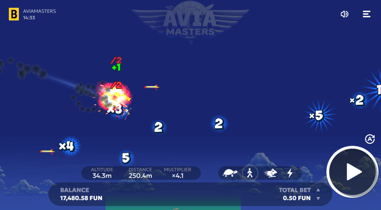 Aviamasters screenshot 2 - live round in progress with a rising multiplier